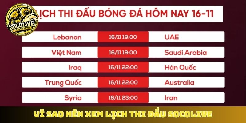 Vì sao nên xem lịch thi đấu Socolive